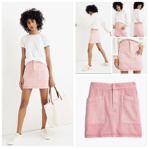 Madewell Rigid Denim High-Waist Straight Mini Skirt: Garment-Dyed Patch Pocket.